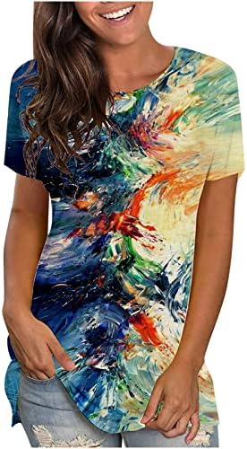 Tops femininos Van Gogh Pintura de camiseta estampada pintura floral camiseta famosa túnica de camiseta impressionista de