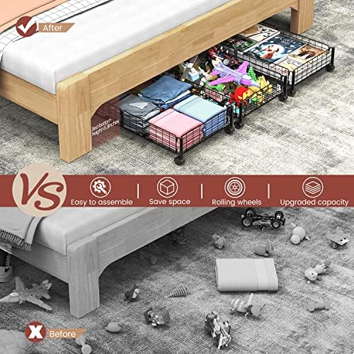 Doiown Under the Bed Storage com rodas - sob a cama Recipientes de armazenamento rolando armazenamento subdo