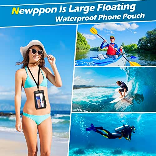 Newppon Flutuante Large de telefone impermeável: 2 pacote flutuando subaquático Protetor de celular transparente -