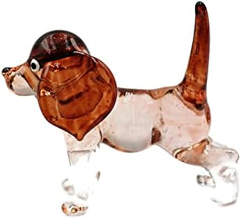 Cão de vidro grande de vidro de vidro ฺ marrom mini vidro de vidro estatueta na fazenda em miniatura de arte soprada à mão