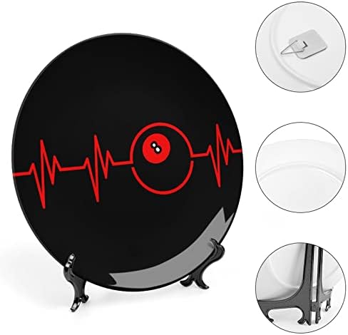 Billiards Heart Beat Beat China personalizada China personalizada Cerâmica Decorativa Placas Redonda Casa Com Stand Display 8