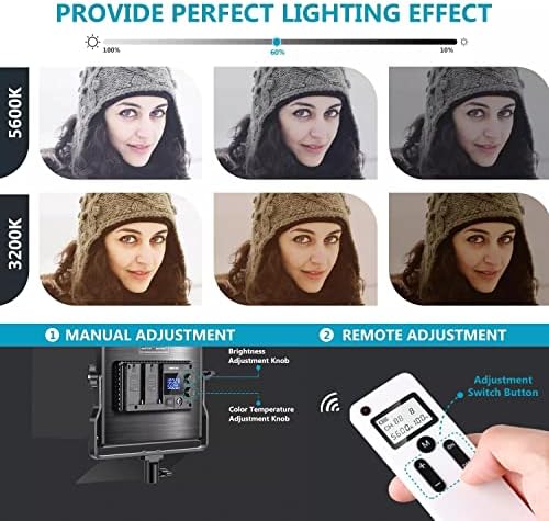 Feer 2 Packs 660 LED Video Light Kit, Painel de LED consumível com 2,4g de luz remota sem fio para retrato fotografia de produto