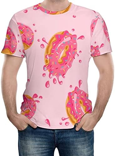 Weedkeycat sweet rosa donuts masculino impressão básica de manga curta camiseta curta manga curta Tops de treino
