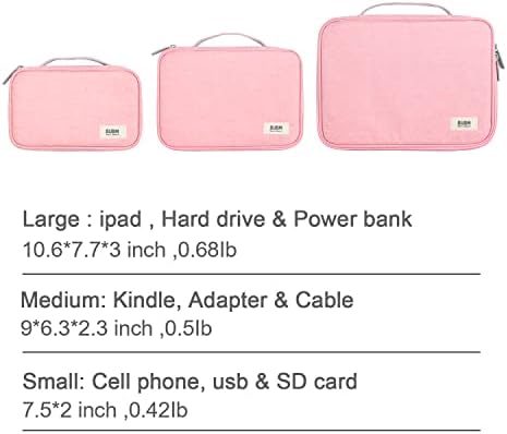 Bolsa de cabo BubM Bag 3pcs Eletrônica Organizador de viagens para discos rígidos, cabos, telefone, USB, cartão SD