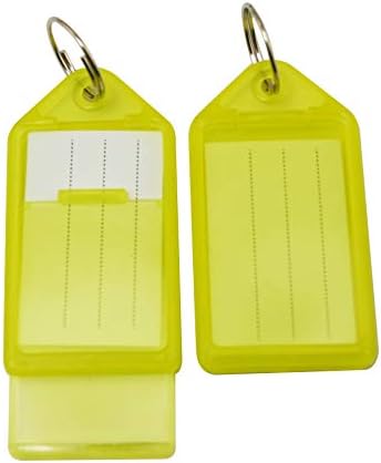 Fenggtonqii key fobs tags de identificação de bagagem com anel -chave 2.2 x1.1 pacote amarelo transparente de 10 de 10
