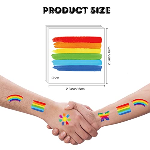 QPOUT 54pcs Orgulho Rainbow Tattoos temporários, tatuagens do dia do orgulho gay