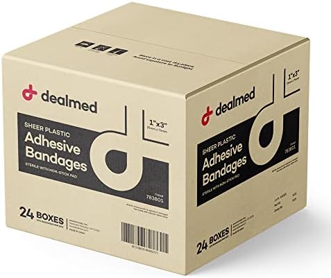 Dealmed Medd Sheer Plástico Bandagens adesivas flexíveis-100 bandagens de contagem com almofada antiaderente, látex livre de feridas
