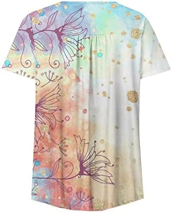 Roupas de manga longa V Gráfico de pescoço de pescoço solto Blusa casual camiseta para fêmea camiseta de algodão Summer Lady 94 94