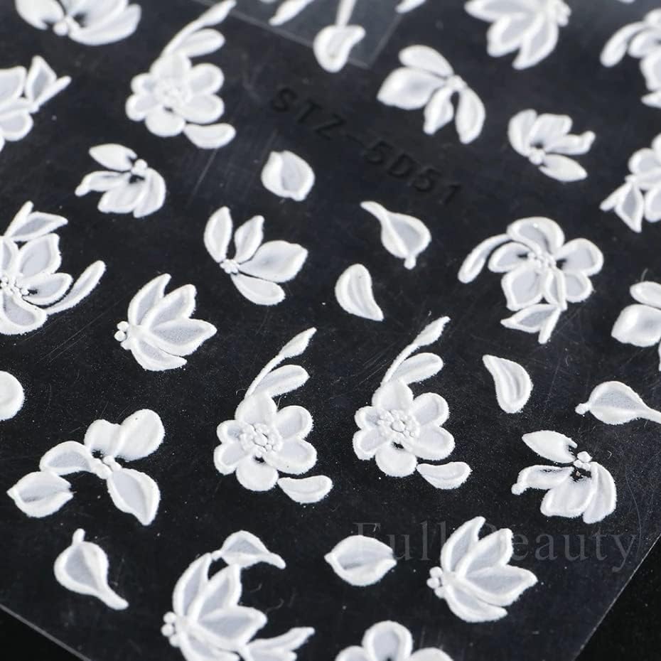 4 folhas 5d adesivos de unhas para unhas, decalques de unhas 3D suprimentos de arte de unhas auto-adesivos para designer de unhas,