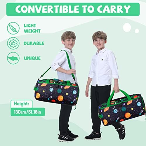 Bolsa de mochila infantil, bolsa de viagem vaschy para meninos resistentes à água durante a noite, duffle ginástica