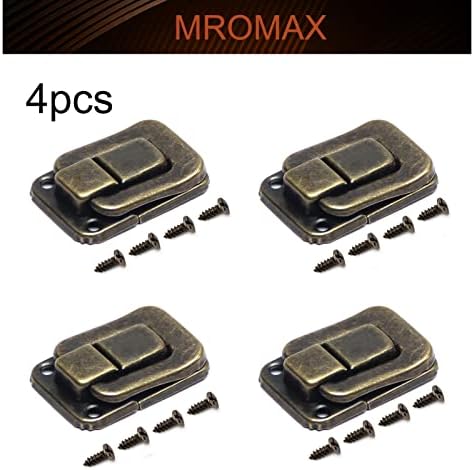 MROMAX 4PCS TOGLGL CATCH Lock 1,57 x 1,06 Retro decorativo Bronze Tone Hasp Lock para a mala Cabine