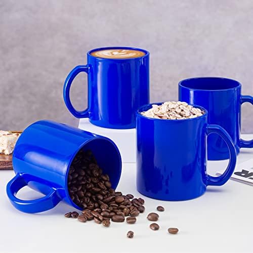 Canecas de café Goldarea Conjunto de canecas de vidro de 12, 11 oz, xícaras de chá para bebidas quentes, vidro temperado reciclado, alça conveniente, design perfeito para americano, cappuccino, latte ou chá e bebida