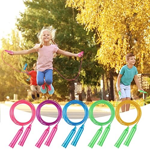 30 PCs colorido salto de salto Conjunto de esportes ajustáveis ​​Palando corda de 7,5 pés de salto de plástico para crianças