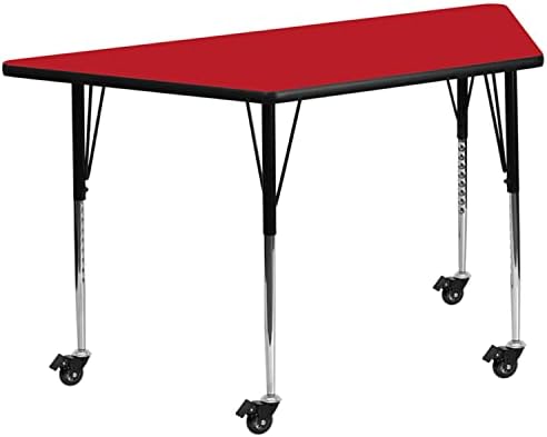 Flash Furniture Mobile 22.5''W x 45''l Trapezoid Red HP Laminate Atividade Tabela - Altura padrão Pernas ajustáveis