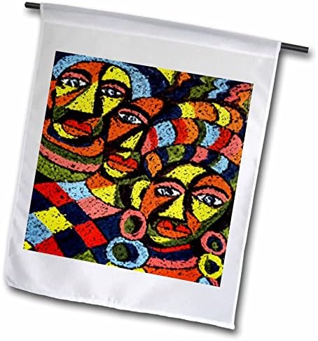 Imagem 3drose de pintura de rostos africanos amarelos e azuis em abstrato - bandeiras