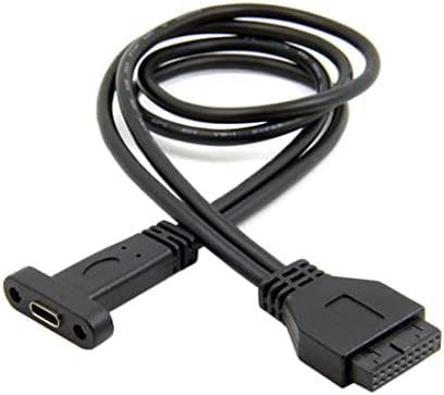 Chenyang USB 3.0 19pin Cabeçalho da placa -mãe para USB 3.1 Tipo C USB C Cabo do adaptador feminino com suporte 40cm