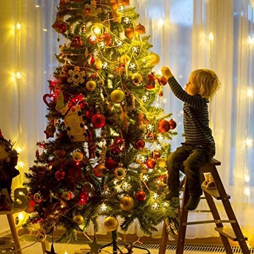 Buradanaldim Christmas Snowflake String Lights Bateria operada para o pátio de jardim de Natal Decoração de festa de festa interna Celebração ao ar livre iluminação