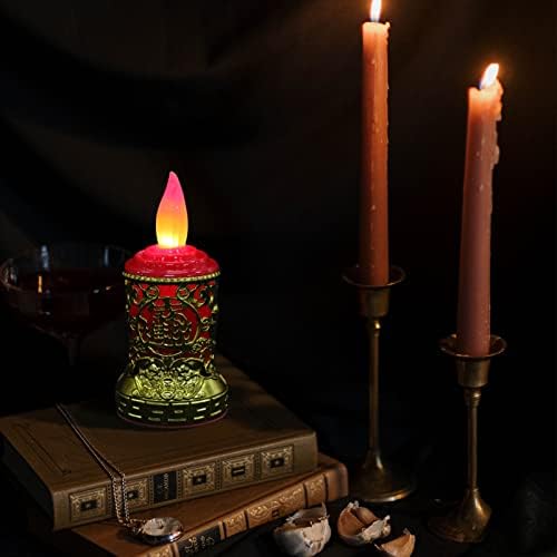 Velas sem chamas de Veemon Celas sem bateria lideraram a lâmpada budista lâmpada Buda Luz de vela chinesa estilo vintage Retro antigo estilo chinês suprimentos budistas de velas sem chamas decoração