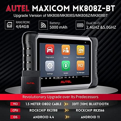 AUTEL SCANNER MAXICOM MK808Z-BT: O mesmo que MK808BT PRO, 2023 Android 11 Ferramenta de controle bidirecional, atualizada