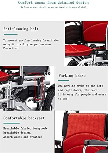 Cadeia portátil portátil da moda Neochy Via de segurança Anti-dumping Roda dobrável Scooter automático de quatro rodas inteligente para idosos com deficiência vermelha
