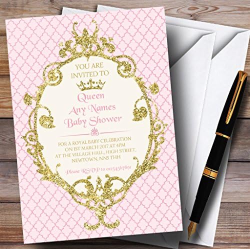 Convites de Princesa Gold e Pink Princesa convites para chá de bebê