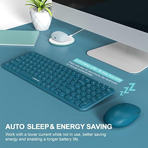 Xtremtec slim sem fio teclado e mouse combinar, 2,4g USB silencioso teclado de máquina de escrever redondo de baixo perfil