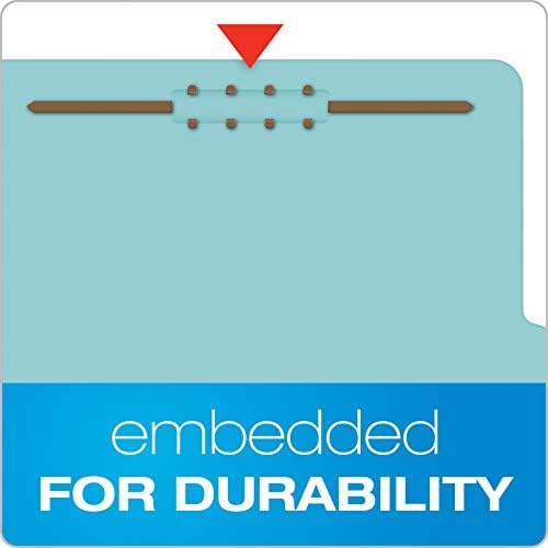 Pastas de classificação pendaflex, padrão, 3 divisores, prendedores incorporados, 2/5 de aba, azul, tamanho legal, 10/bx