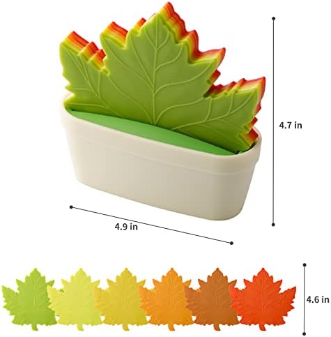 Luxfire Maple Leaf Decor Rodety Drink Coasters Conjunto de 6 com suporte de flor Ponto de trabalho criativo resistente ao