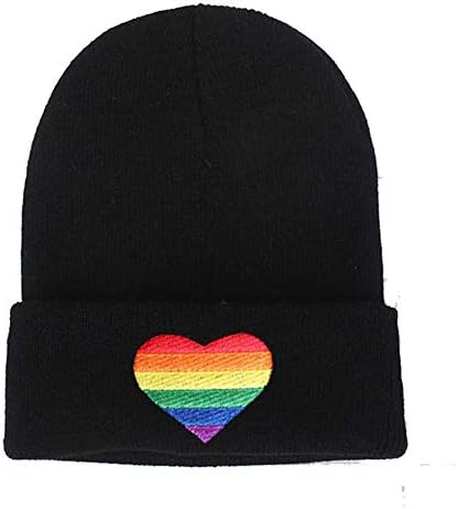 Rainbow Love Heart Beanies Feizes de malha de malha de inverno chapéu quente Hip Hop Skullies Cap