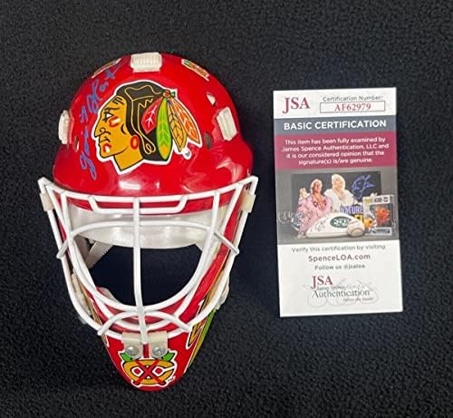 Dominik Hasek assinou o Chicago Blackhawks Mini Goalie Mask JSA CoA AF62979 - Capacetes e máscaras autografadas da NHL