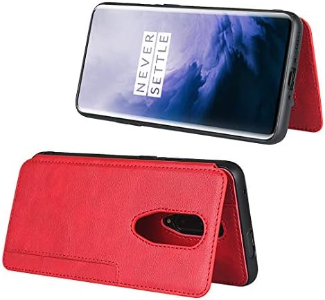 Zouzt Compatível com capa de carteira OnePlus 7 Pro com suporte de mão de correia de mão de mão premium de couro PU PU Kickstand,