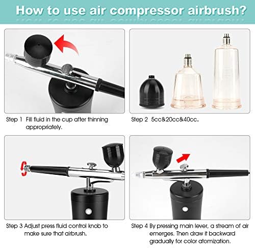 Kit de airbrush, titoe portátil handheld mini kit de conjunto de compressores de airbrush com pistola de pulverização de