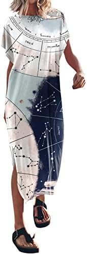 Miashui Vestido midi listrado Camista de verão feminina MAXI DRESSO BATWING SLUVE CUBLEMECK CASUAL SLIT LODA VESTIDO LONGO