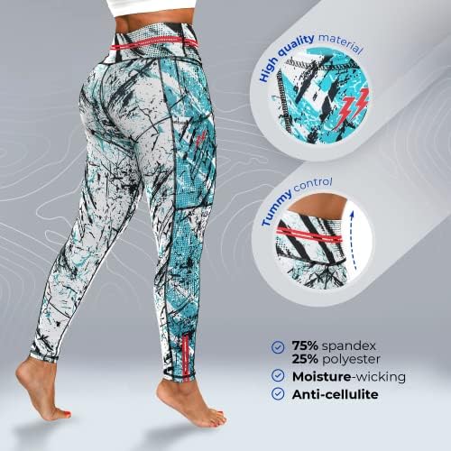 Big Bang colombiano Leggings coloridas para mulheres, leggings de ioga com bolsos para mulheres, leggings de controle de barriga