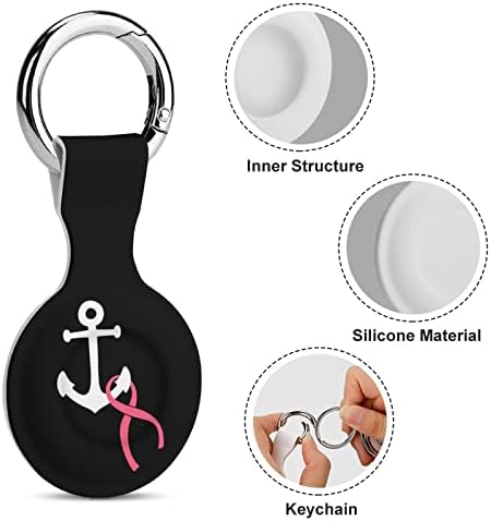 Âncora com capa de silicone impressa na fita de câncer de mama para airtags com o chaveiro de proteção contra a tag