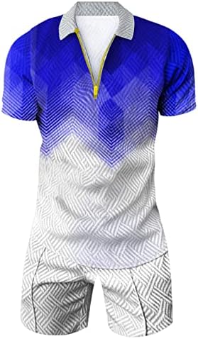 BMISEGM Summer Men T Shirts Men's Sportswear Print Color Manga curta Camisa zip shorts Conjunto de verão Casual Men Suits