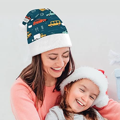 Carros de brinquedo e sinais de trânsito doodle chapéu de natal chapéu para adultos unissex Comfort Classic Xmas Cap para férias de festa de natal