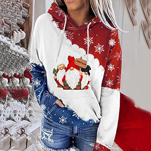 ICODOD Chirstmas feminino Tops de árvore de natal impressão de impressão de capuz de manga longa com moletons de lã de lã de lã de lã para meninas adolescentes