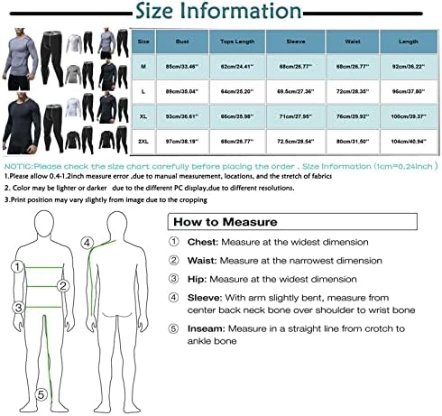 Maybecuy Men's 2pc Compression Conjuntos de camisa e calça Conjunto de treinos Treceras Treinando roupas de manga comprida