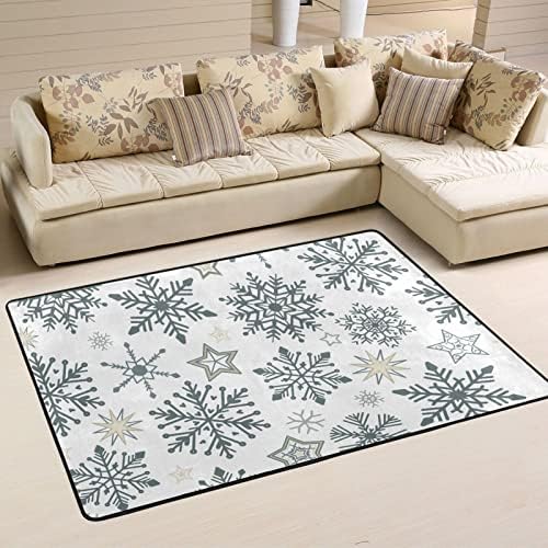 Grande tapete de área macia Vintage Snowflakes Playmat tapete de tapete para crianças quarto quarto quarto 3 'x 2', tapete de decoração de casa