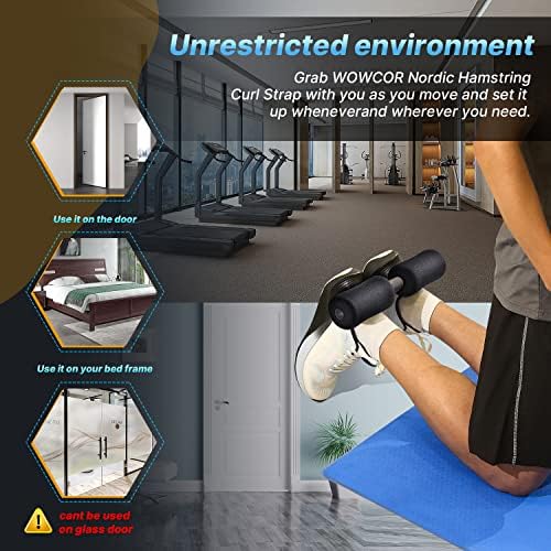 Wowcor nórdico tendão isquiotibial strap machine, senta equipamento de exercício, maca de pernas tiras de trepadeiras espanholas,