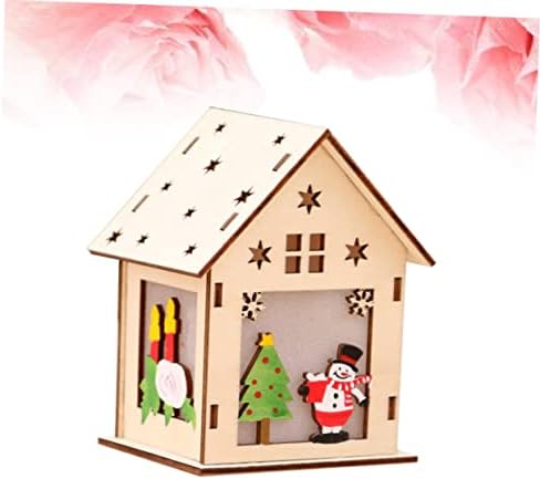 Artibetter Christmas Wooden Ginger House de madeira Gingerbread House Xmas de madeira Pingente de madeira Casa pendurada Ornamentos de Natal Presente de madeira Luminous House Child Christmas Tree Decory