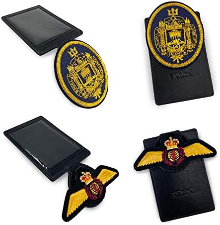 Clipe de bolso perverso para emblema de patch bordado, insígnias de ex-alunos, emblema de touros de metal-couro de grão completo
