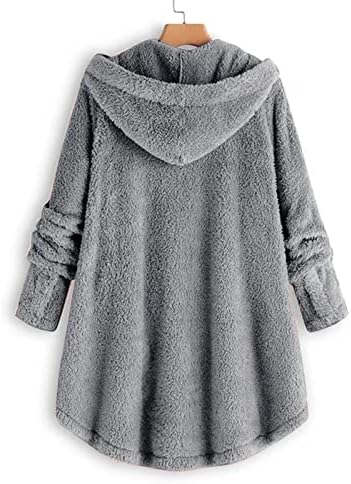 SGASY 2023 Jaqueta de lã de inverno feminina Fuzzy Capuz de casuais casuais Cardigan Sweaters com Pokets
