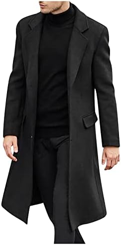 Jaquetas de inverno para homens Slim Fit Fit Long Single Basted Thermal Wool Trench Coat Casacos e jaquetas elegantes