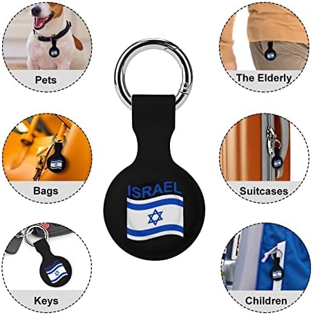 Bandeira de Israel, estojo de silicone impresso para ar Airtags com o chaveiro de proteção contra tags de tags de tag de tag de