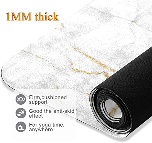 Pfrewn White Gold Gold Marble Yoga Mat Non Slip Travel Yoga Mats 1/16 no tapete dobrável Ultra Thin para Yoga Pilates Leve 2 Em 1 Toalha de Mate de Exercício