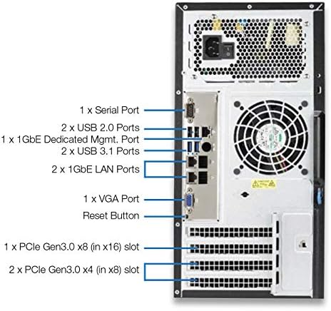 NFINA 114ET-EWT New Tower Server, Intel Xeon E-2224, 8GB ECC 2666 DDR4, 2x 1 TB HDDs Armazenamento espelhado, Windows Server 2019