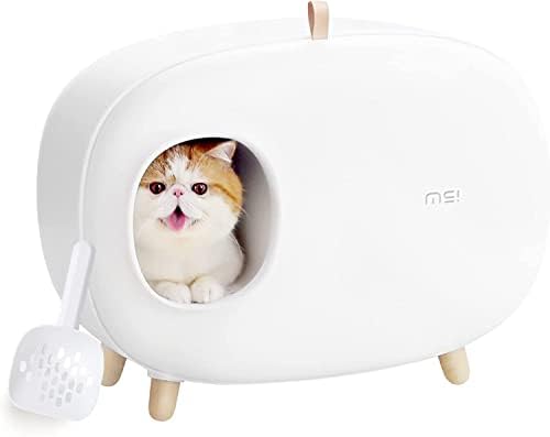 MS CAT Caixa de ninhada para facilitar o manuseio de ninhada de gato, design fechado, fácil de limpar, evitar vazamentos