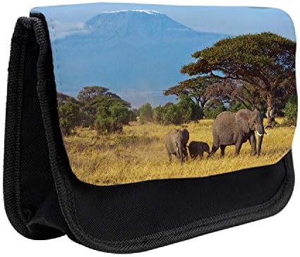 Caixa de lápis de savana lunarável, natureza do Monte Kilimanjaro, bolsa de lápis de caneta com zíper duplo, 8,5 x 5,5, multicolor